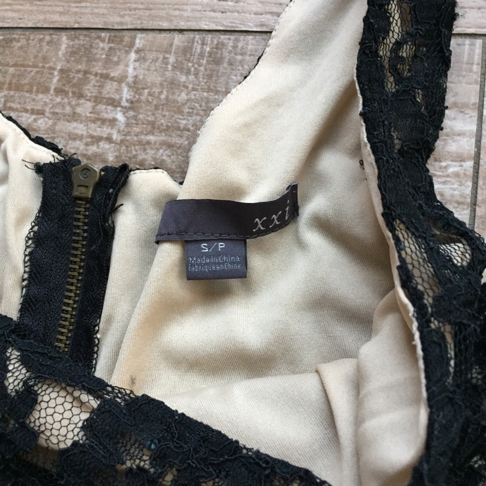 *SOLD*   🥂✨F21 Flirty Black & Tan Lace Mini Dress - Picture 3 of 8